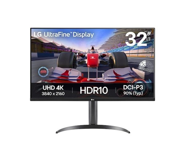 LG 31.5' UltraFine 4K Monitor with HDR10, DCI-P3 90%, MaxxAudio® speakers, Dynamic Action Sync, and tilt/height/pivot adjustable stand