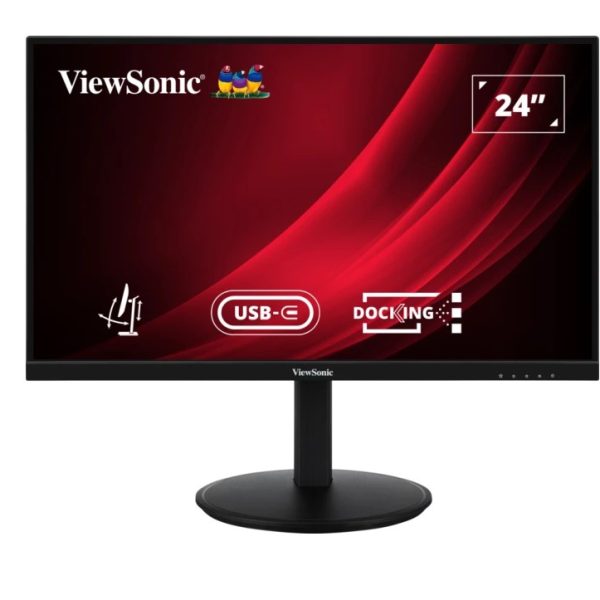 ViewSonic 24' Full HD Ergonomic Docking Monitor with USB-C 65w,USB 3.2 Hub,100hz,HDMI,DP,Ergonomics Height Adjust,Swivel,Pivot Advanced Wty,3YARW