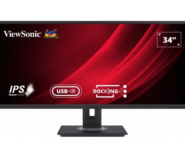 ViewSonic 34' WQHD 3440 x 1440, USB-C Docking, 90w Charger,Ethernet, FreeSync, Speaker, VDisplay, HAS, Superclear, VG3456 Business Monitor, 3YARW