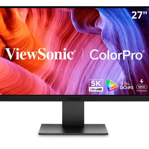 ViewSonic VP2788-5K - 27' ColorPro 5K 218PPI Mac / PC Monitor, 100W Thunderbolt 4, USB C, 99% DCI-P3 Colour Gamut, Colour Accuracy (Delta E<2), 3YARW