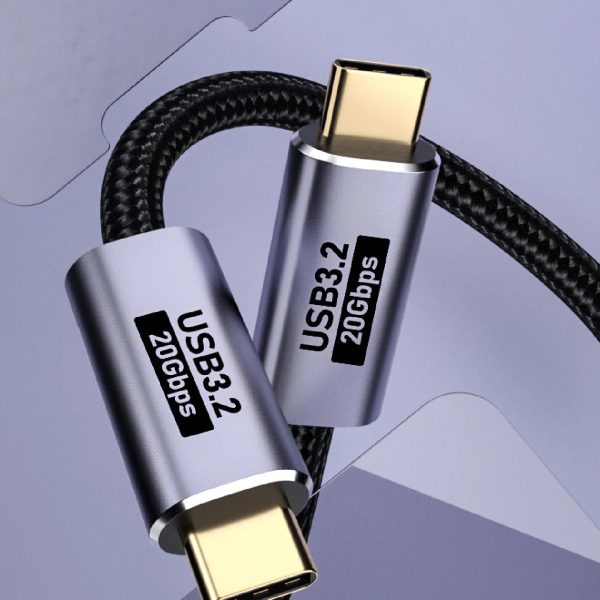 USP BoostUp Cafule Braided USB-C to USB-C (3.2 Gen 2x2) Charge & Video Cable (2M) - Black, 5A/100W PD, 20Gbps, 8K/60Hz, 5 Years Warranty