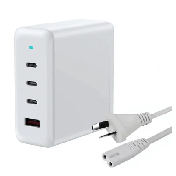 USP 100W Four Ports USB-C PD GaN Wall Charger White - 3x USB-C, 1x USB-A, Efficient, High Quality, Tablet, Laptop, iPhone, 5 Years Warranty