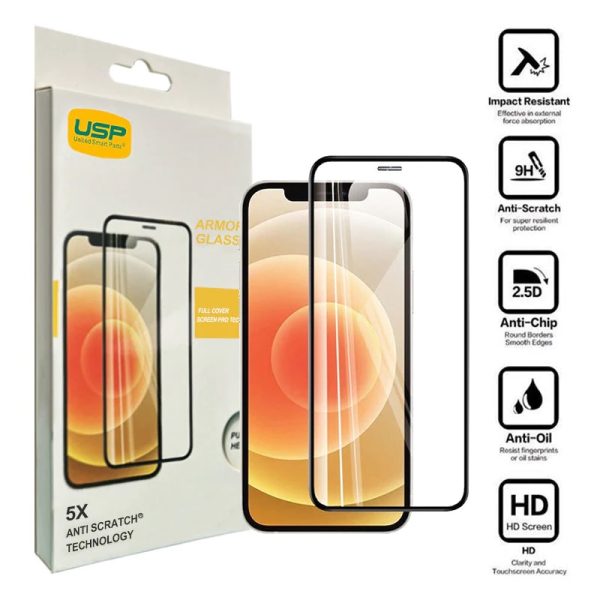 USP Apple iPhone 17 Pro Max / 16 Pro Max (6.9') Armor Glass Full Cover Screen Protector - Impact-Resistant, Smooth Edges,5 Years Warranty