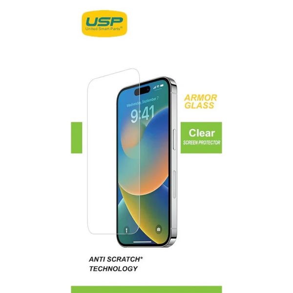 USP Apple iPhone 17e /  iPhone 16e / iPhone 14 / iPhone 13 Pro / iPhone 13 (6.1') Armor Glass Screen Protector - 9H Hardness, 5 Years Warranty