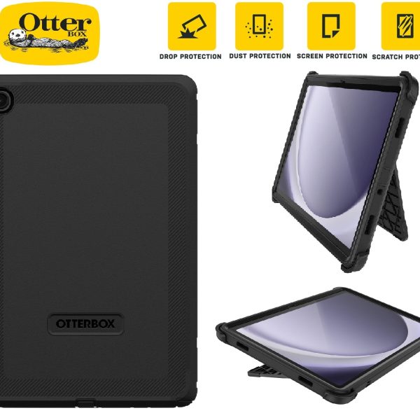 OtterBox Defender Samsung Galaxy Tab A9+ (11') Case -Black(77-95006),DROP+ 2X Military Standard,Multi-Layer,Port covers,7 Years Warranty