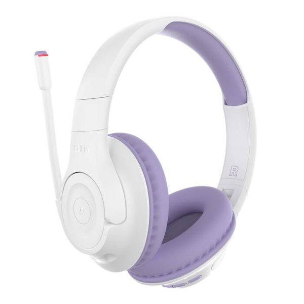 Belkin SoundForm Inspire Wireless Over-Ear Headset for Kids - Lavendar(AUD006btLV),35hrs Battery,40mm Drivers,85dB Volume Cap,BT 5.2,2 Years Warranty