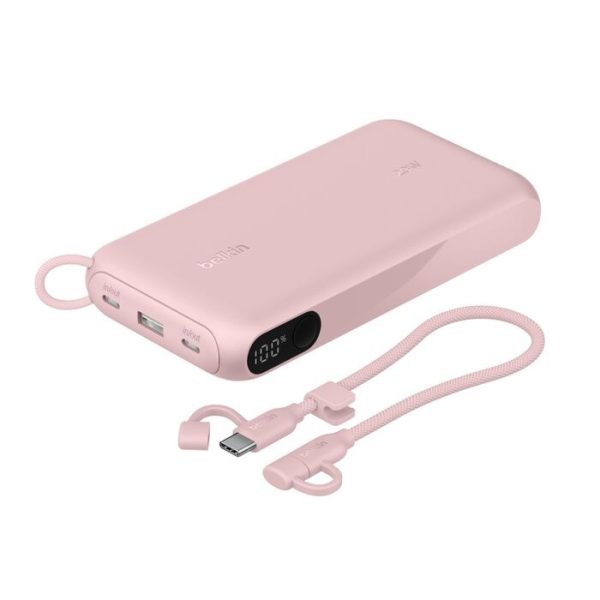 Belkin BoostCharge 20K mAh Power Bank with Display + USB-C to USB-C Cable 60W (15CM) - Pink (BPB028fqPK), 20W, 2x USB-C, 1x USB-A, 2 Years Warranty