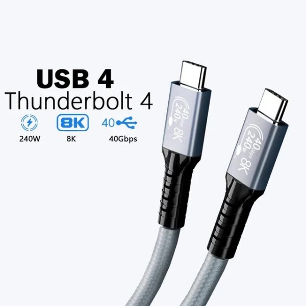 USP BoostUp Thunderbolt 4 USB-C to USB-C Cable (1.8M) Black -USB4 - 40Gbps,240W,8K (60Hz)/4K (144Hz), Fast Charge, Tablet, Phone, 5 Years Warranty