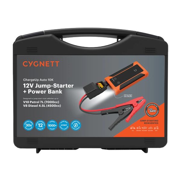 Cygnett ChargeUp Auto 10K mAh Jump-Starter & Power Pack-Orange(CY3577CHAUT),Vehicle Jump Starter Up to V10 Petrol 7L V8 Diesel 4.5L,2 Years Warran