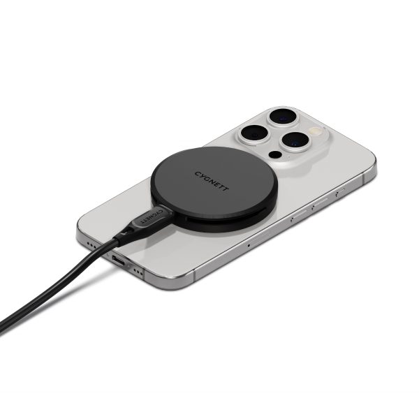 Cygnett ChargePuck Qi2 15W Fast Wireless Charger -Black(CY5061CCRGP), Compact & Lightweight,1.2M USB-C Cable,Perfect for Travel,2 Years Warranty