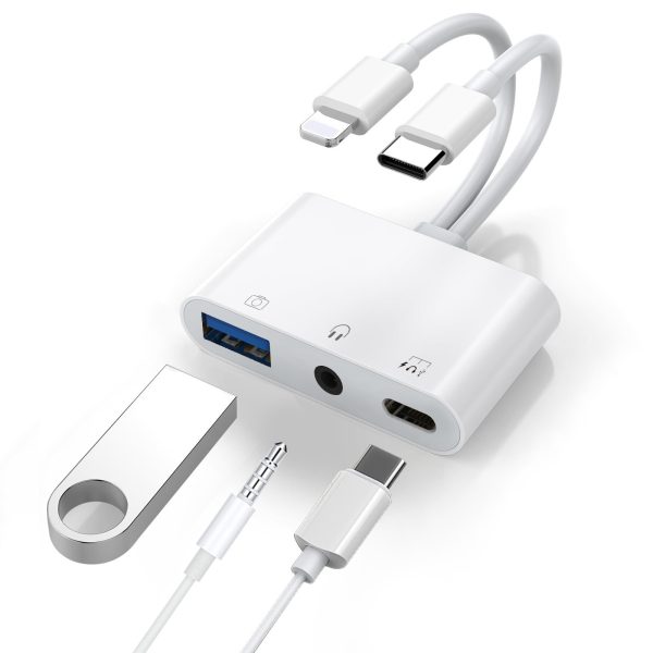 USP Lightning/USB-C to USB Adapter features a USB OTG Port, 3.5mm Headphone Jack & Fast-charging Port, 5 Years Warranty