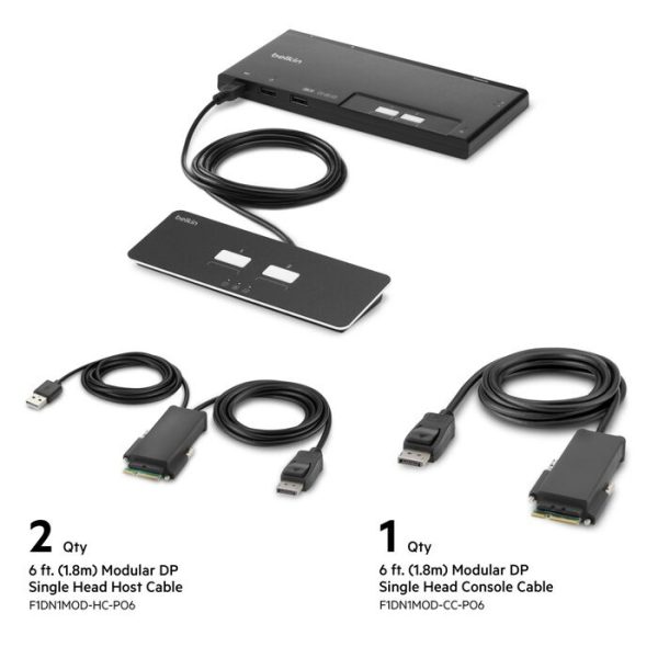 Belkin Cybersecurity and Secure KVM 2-Port Single Head DP Modular Secure KVM Switch PP4.0 W/ Remote-Black(F1DN102MOD-PP-4),12VDC 2.5A,2 Years Warranty