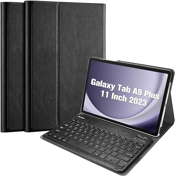 USP Samsung Galaxy Tab A9+ (11') Keyboard with Case Black -  Ultra-Slim, Lightweight, Auto Wake/Sleep Function, PU Leather,3 Years Warranty