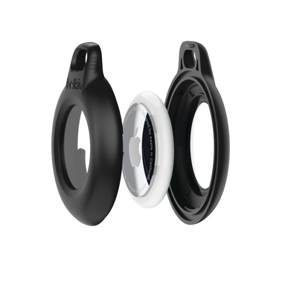 Belkin Waterproof Secure Holder with Key Ring for AirTag (Pack of 2) - Black(MSC014btBK), Clean, IPX8-Rated, Sweat & Rain Resistance, 2 Years Warranty