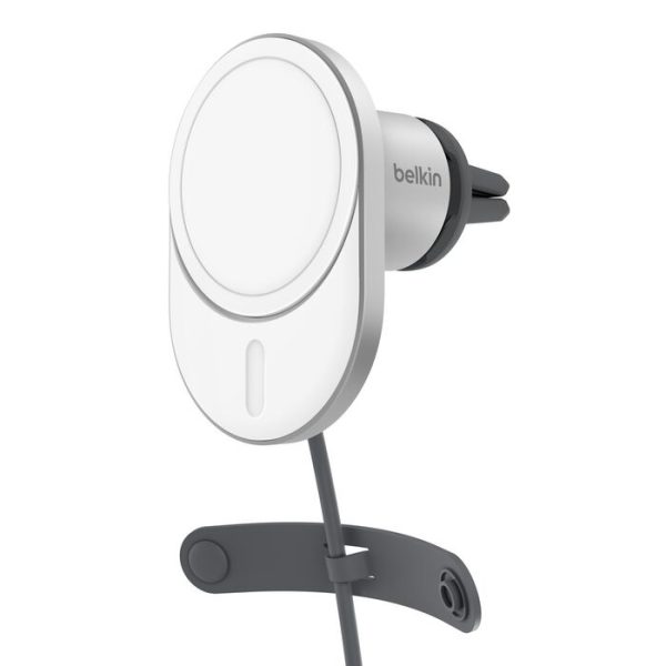 Belkin BoostCharge Pro Magnetic Qi2 Wireless Car Charger + 20W Car PSU +USB-C Cable (1.2M) - White (WIC008btGR-V2), 15W, Apple iPhone,2 Years Warranty