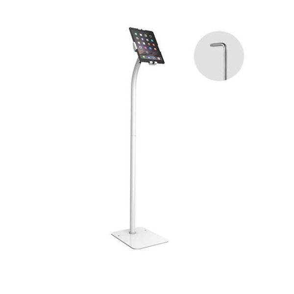 Brateck Universal Anti-Theft tablet floor stand compatible with most 7.9'-11' Tablets-White 220x300x1238mm Anti-Theft Locking Screw