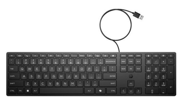 HP Wired 320K Full-Sized Keyboard - Compatible with Windows 10, Desktop PC, Laptop, Notebook USB Plug and Play Connectivity, Easy Cleaning 1YR WTY