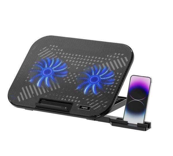 Rapoo Laptop Cooling Pad CF200,  2 High-Efficiency Cooling Fans, 6 Adjustable Angles, Multi-Functional & Versatile