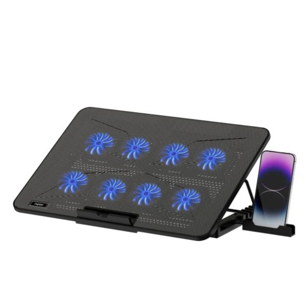 Rapoo Laptop Cooling Pad CF300, 8 High-Efficiency Cooling Fans , 7 Adjustable Angles, Multi-Functional & Versatile