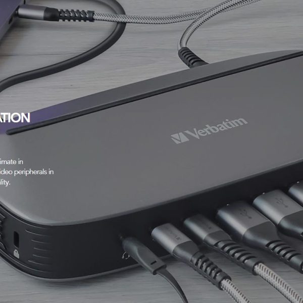 (LS)Verbatim 4K USB-C Triple Monitor Docking Station  - 70W Power Delivery 13-in-1, 2x HDMI, 1x VGA, 4K 3840x2160p, 3x USB 3.0, 1x RJ45,1x 3.5mm Audio