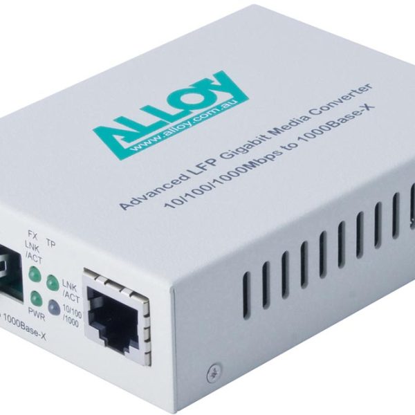 Alloy GCR2000LC 10/100/1000Base-T to Gigabit Fibre (LC) Converter with LFP via FEF or FM. 220m or 550m