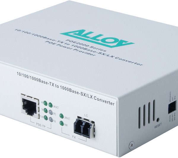 Alloy POE2000LC.10 10/100/1000Base-T PoE RJ-45 to 1000Base-LX SingleMode (LC). Wavelength: 1310nm. Max. range 10Km (EOL)