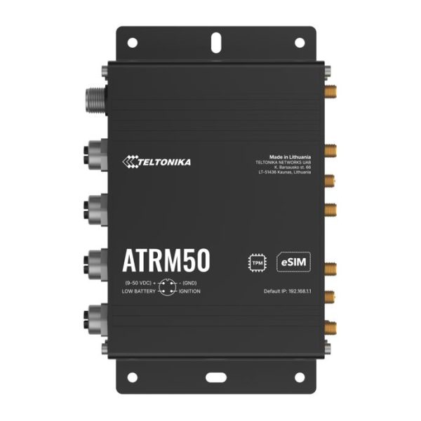Teltonika ATRM50 5G Router for Transportation, Ultra-High Cellular Speeds, M12 CONNECTORS, DUAL SIM & eSIM, EN 45545-2 and EN 50155, PSU not included