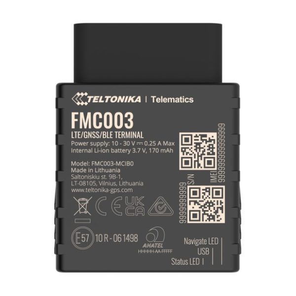 Teltonika FMC003 Advanced Plug and Track Real-Time Tracking Terminal with GNSS, GSM and Bluetooth Connectivity
