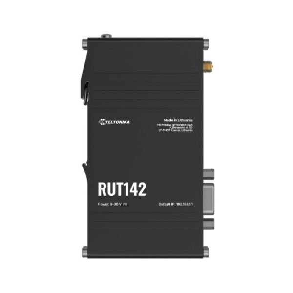 Teltonika RUT142 Industrial Router, Wi-Fi 4, RS232  for Serial Communication, Integrated DIN Rail Bracket, 3-Pin Power Connector, PSU excluded