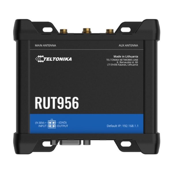 Teltonika RUT956 Industrial Cellular Router, Dual-SIM Cellular 4G LTE, WAN Failover with 4x Ethernet Ports, GPS, 2-Year Warranty, PSU included