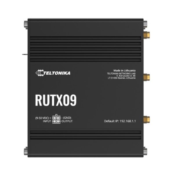 Teltonika RUTX09 Industrial Cellular Router, 4G LTE CAT 6, Dual SIM, Instant LTE Failover, Gigabit Ethernet, PSU included
