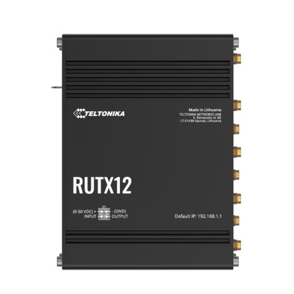 Teltonika RUTX12 Dual LTE CAT 6 Industrial Cellular Router, Dual SIM CAT6 4G LTE Router/Firewall with Dual Band WiFi 5, PSU included