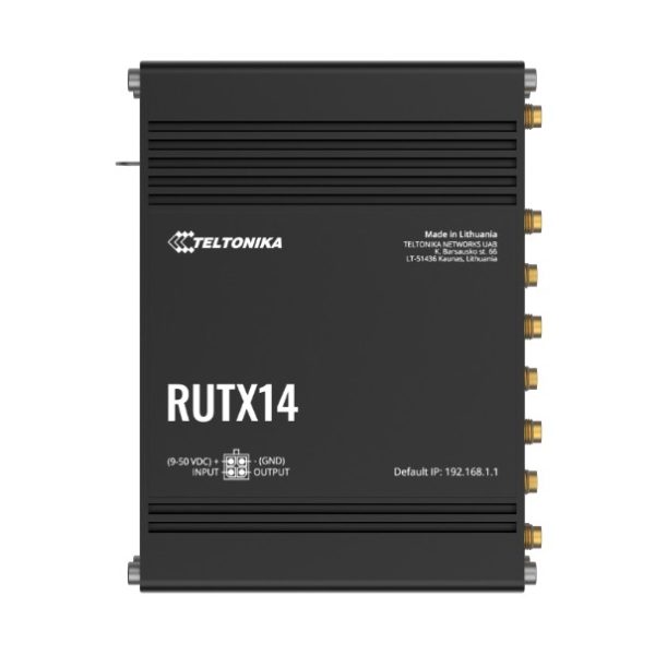 Teltonika RUTX14 4G LTE CAT12 Industrial Cellular Router, Instant LTE Failover, Dual Band WiFi 802.11ac, GNSS/GPS and Bluetooth LE, PSU included