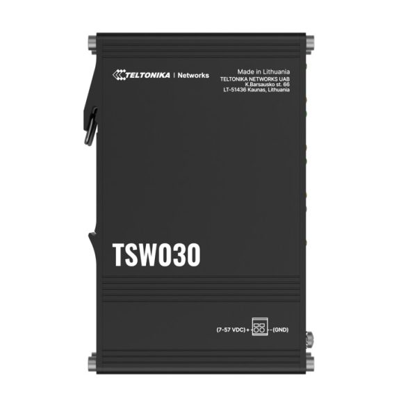 Teltonika TSW030 8-PORT ETHERNET SWITCH, 2-PIN Power Input, 10/100 Mbps, Integrated DIN Rail (Plug&Play Deployment), Supports auto MDI/MDIX crossover