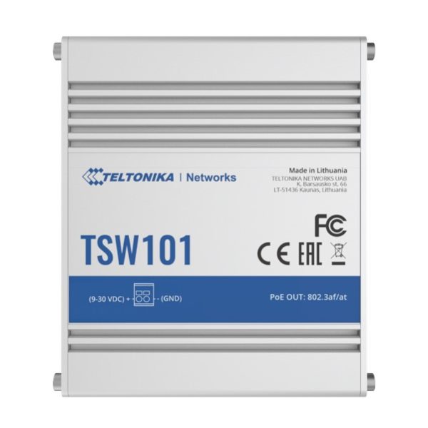 Teltonika TSW101 Automotive POE+ Switch, 4x PoE Ports, 5 x Gigabit Ethernet Ports with speeds of up to 1000 Mbps, PSU excluded