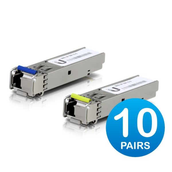 Ubiquiti UFiber1 Gbps Bidirectional Single-Mode SFP Module, 20-Pack, Up 3km Distance,Simplex LC Connector, Fiber Cable Not Include