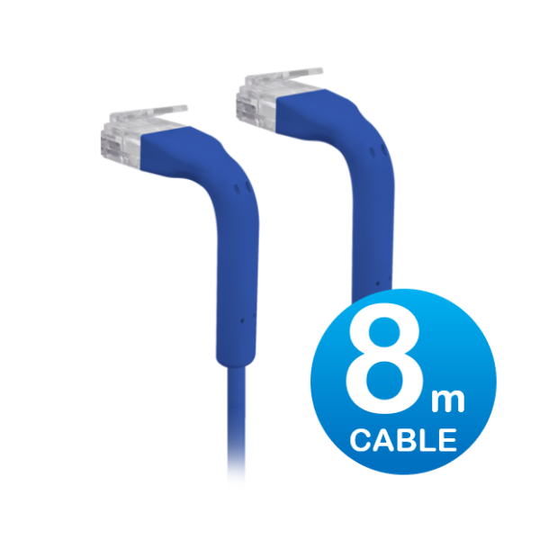 UniFi Patch Cable 8m Blue, Both End Bendable to 90 Degree, RJ45 Ethernet Cable, Cat6, Ultra-Thin 3mm Diameter U-Cable-Patch-8M-RJ45-BL