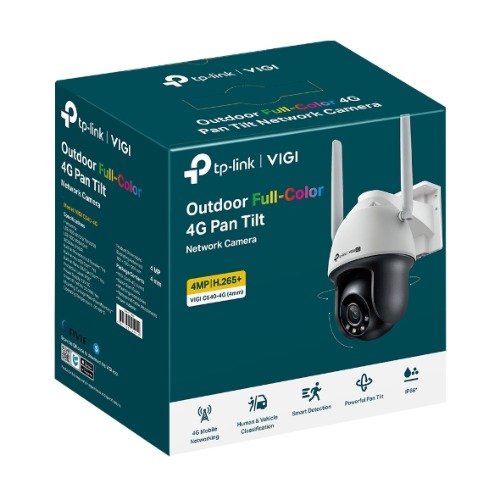 TP-Link VIGI 4MP C540-4G(4mm) Outdoor Full-Color 4G Pan Tilt Network Camera, 4mm Lens, 4G Mobile Networking, Automatic Tracking, 360° Monitoring:
