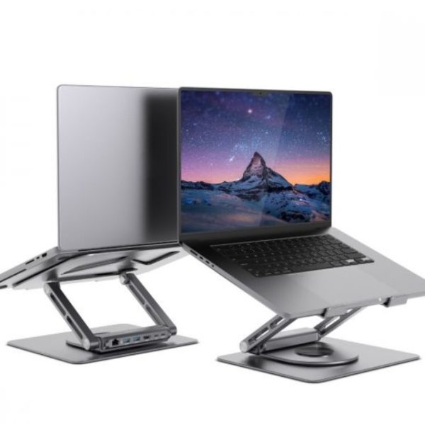 mbeat® Stage S12 Rotating Laptop Stand with USB-C Docking Station Flexible Ergonomic Design USB-C HDMI RJ45 1000Mbps