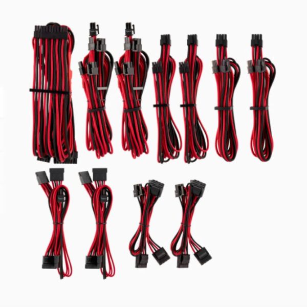 For Corsair PSU - RED/BLACK Premium Individually Sleeved DC Cable Pro Kit, Type 4 (Generation 4)(LS)