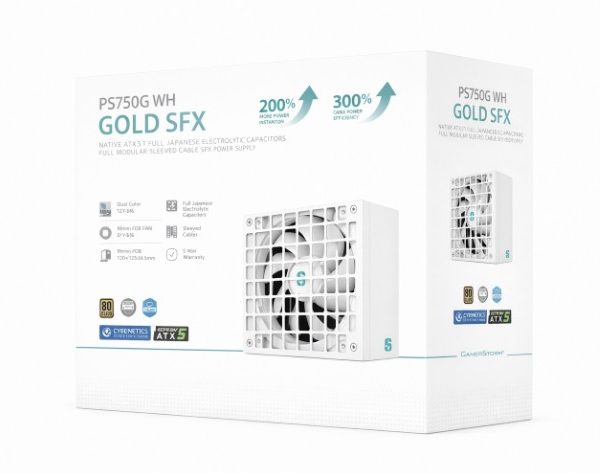 DeepCool PS750G WH 750W Gamer Storm SFX ,Full Japanese Electrolytic Capacitors, Cybenetics Platinum /PPLP Gold, Fluid Dynamic Bearing