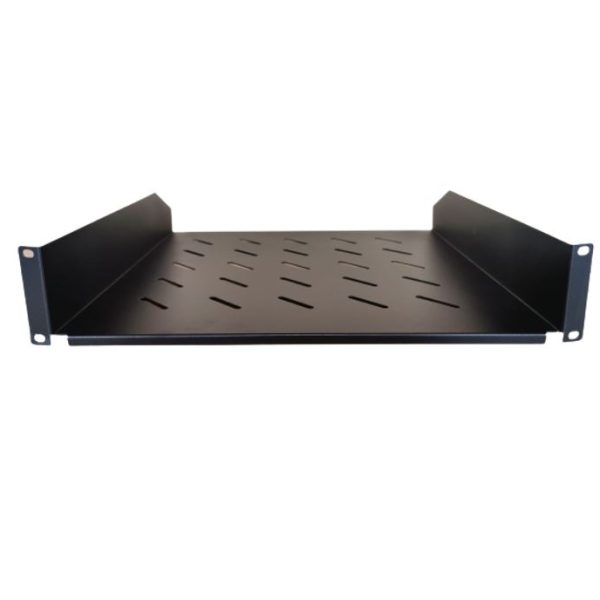 LDR Cantilever 2U Shelf, 452mm Depth, Ideal for 19' 1000mm Deep Cabinets - Black Metal Construction