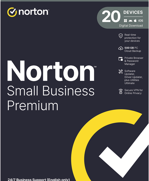 Norton Small Business Premium 500GB AU 1 User 20 Devices, 12 Months, Digital Key via Email (Available on Leader Cloud)