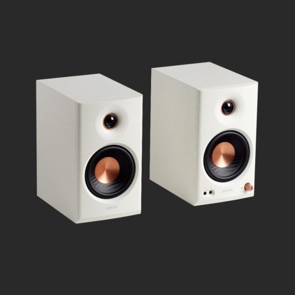 Edifier MR4.5 White Bi-amped studio monitor with flat frequency response for honest reproduction-White