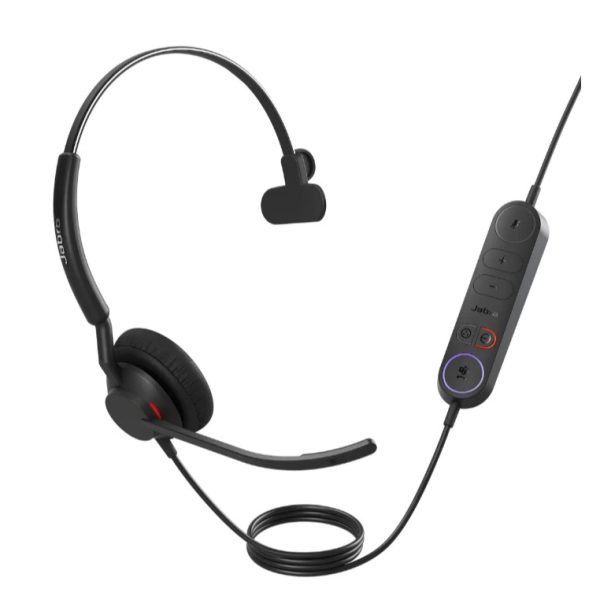 Jabra Engage 40 (Inline Link) MS Teams Mono USB-C/A Corded Headsets, Lightweight & sturdy, Double the mic, Busylight, Hearing Protection Audio Quality