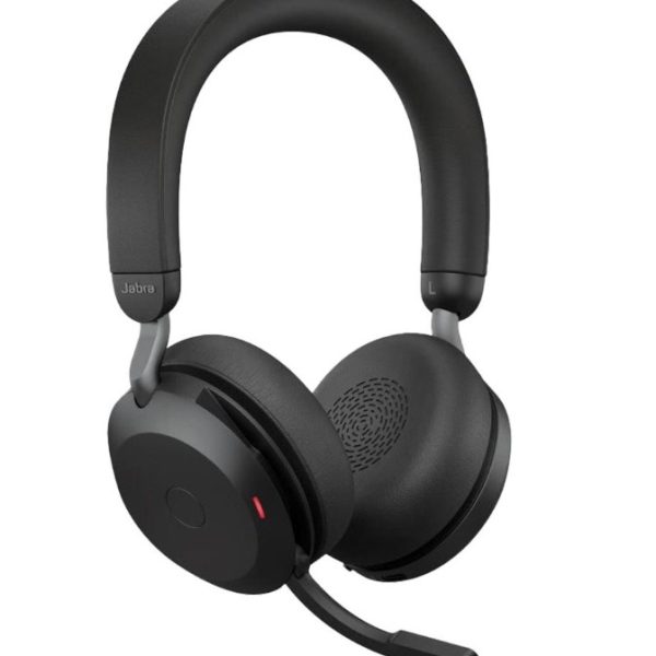 Jabra Evolve2 75 USB-A Link380a MS Stereo Black, 8-Mic Technology, 36 Hours Battery & Fast Charge, Dual-Foam Tech, Discreet Hide-Away Boom Arm