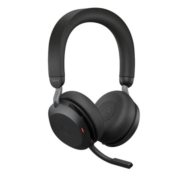 Jabra Evolve2 75 USB-C Link380a MS Stereo Black, 8-Mic Technology, 36 Hours Battery & Fast Charge, Dual-Foam Tech, Discreet Hide-Away Boom Arm