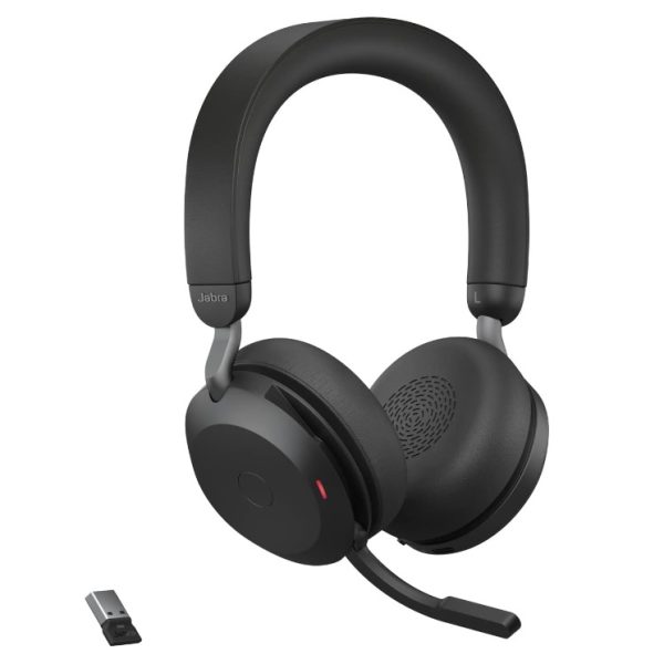 Jabra Evolve2 75 USB-C Link380a UC Stereo Black, 8-Mic Technology, 36 Hours Battery & Fast Charge, Dual-Foam Tech, Discreet Hide-Away Boom Arm