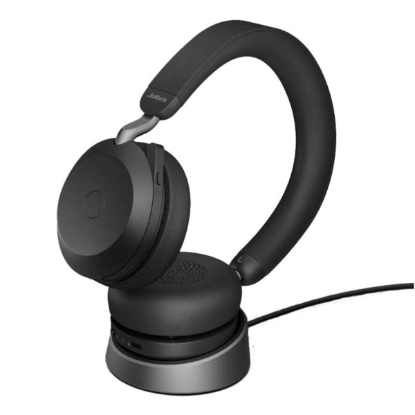 Jabra Evolve2 75 USB-C Link380a UC Stereo Stand Black, 8-Mic Technology, 36 Hours Battery & Fast Charge, Dual-Foam Tech, Discreet Hide-Away Boom Arm