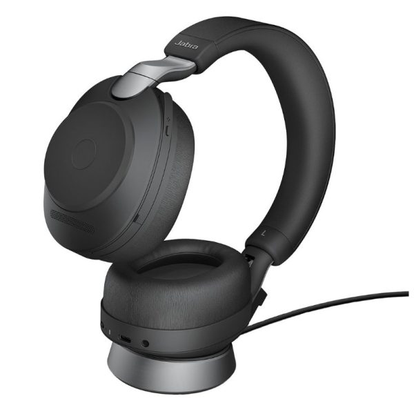 Jabra Evolve2 85 UC Stereo Black Link 380 USB-C and Charging Stand USB-C ANC Bluetooth Headset, 10-Microphone Technology, Digital Hybrid ANC